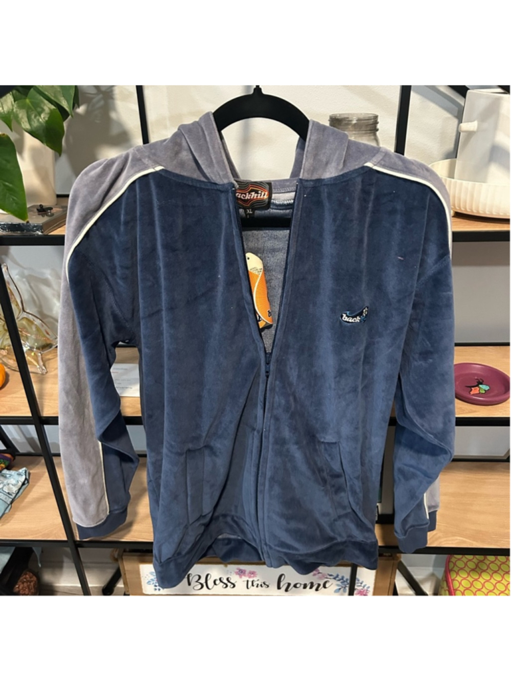Vintage backhill for kids by Burton snowboards Blue and Gray Hoodie jacket